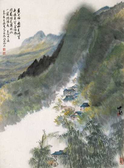 孔仲起 山水 镜心